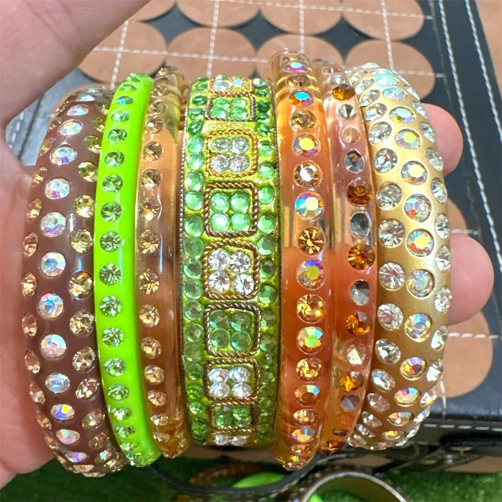 Vintage Multi-colored Bangles Bracelets Rhinestones Earthy Mcbling y2K Jewelry